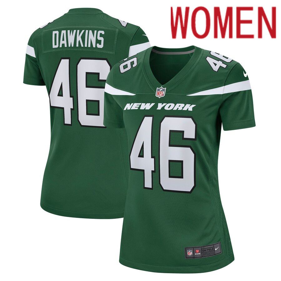 Women New York Jets #46 Noah Dawkins Nike Gotham Green Team Game NFL Jersey->women nfl jersey->Women Jersey